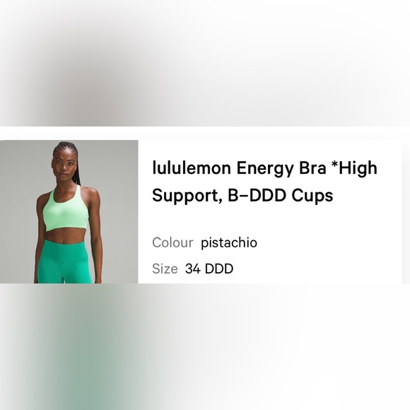 NEW - Lululemon Energy Bra **High** Support 34DDD - Picture 1 of 5